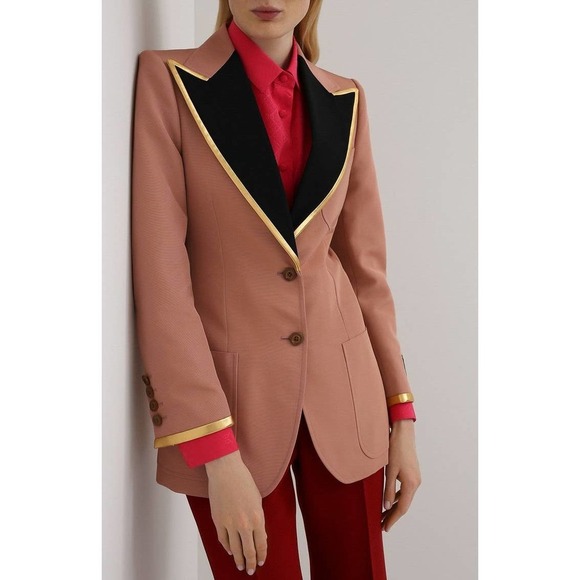 NWT Gucci Cotton Viscose Faille Jacket With Label In Pink Size 40 - Picture 4 of 15